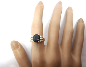 18ct Yellow GOLD, Natural Sapphire & Diamond Ring, VAL $2,700