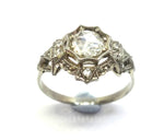 ANTIQUE 18ct White Gold & ROSE CUT Diamond Ring c.1920 - VAL $4,600