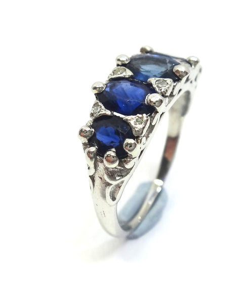 ANTIQUE Platinum 5 Stone CEYLON Sapphire Ring c.1920 - VAL $9,900