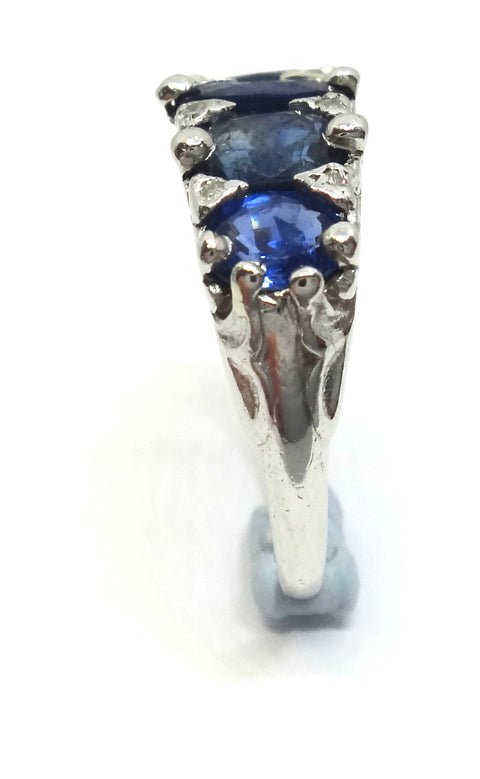 ANTIQUE Platinum 5 Stone CEYLON Sapphire Ring c.1920 - VAL $9,900