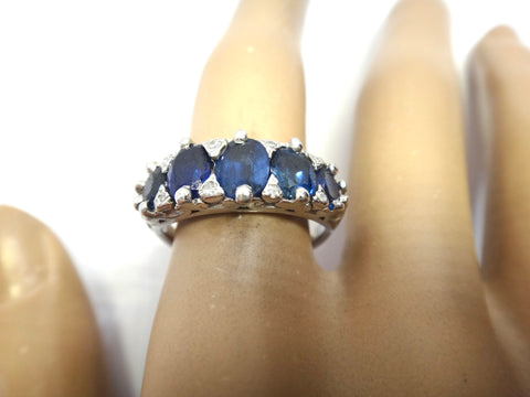 ANTIQUE Platinum 5 Stone CEYLON Sapphire Ring c.1920 - VAL $9,900