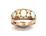 ANTIQUE 9ct Rose Gold & 3 Stone Opal Gyspy Ring c.1900