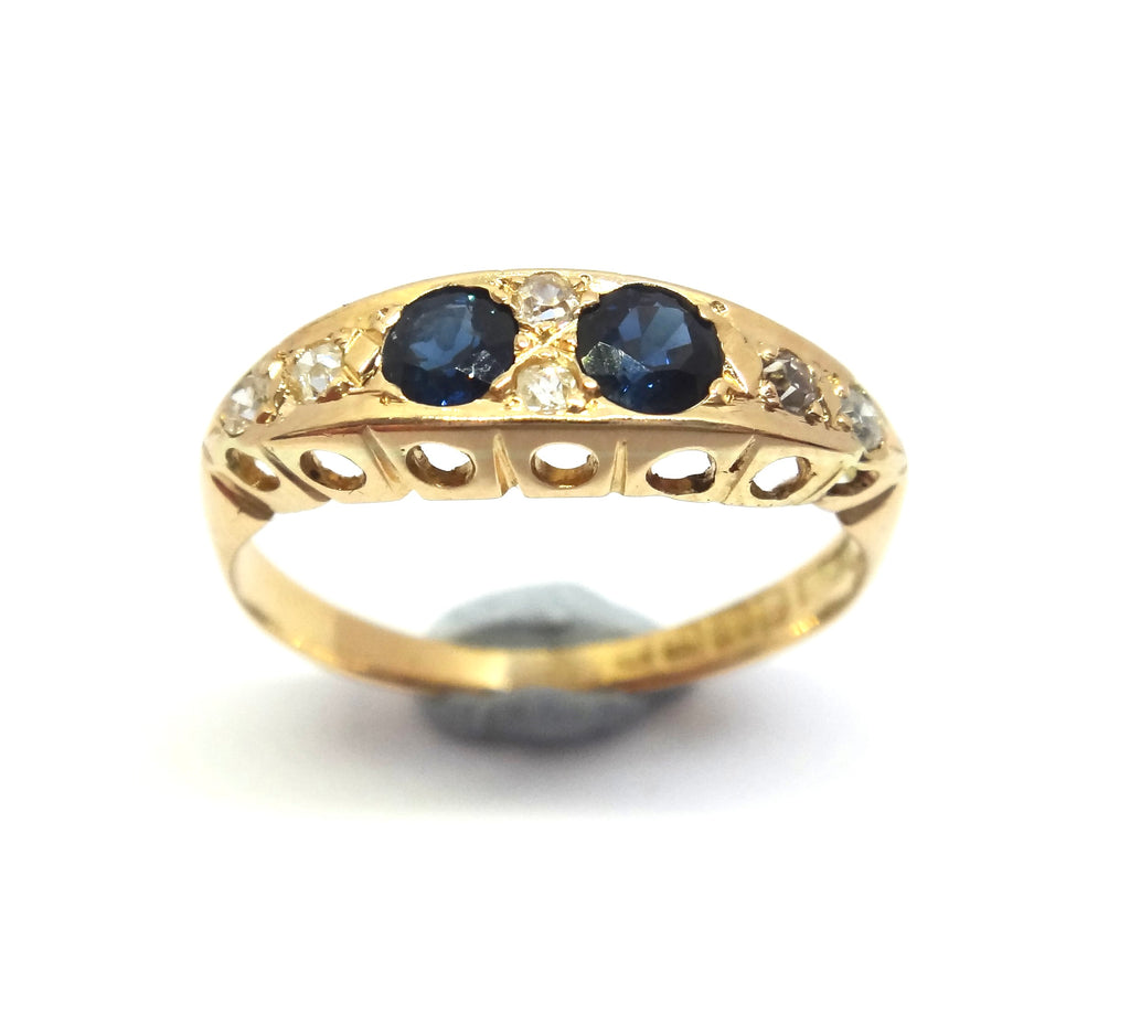 ANTIQUE 18ct Gold, SAPPHIRE & Diamond Ring, Birmingham 1914