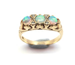 ANTIQUE 9ct Gold & 3 Stone Opal Ring c.1910