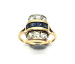 ANTIQUE 18ct Gold Sapphire & Diamond Domed Ring c.1940 - VAL $3,400