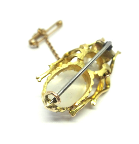 ANTIQUE 14ct Gold, Sapphire & Moonstone Insect Brooch - VAL $5,000