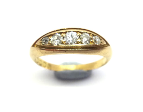 ANTIQUE 18ct Yellow Gold & 5 Stone Diamond Ring, London 1910