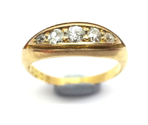 ANTIQUE 18ct Yellow Gold & 5 Stone Diamond Ring, London 1910