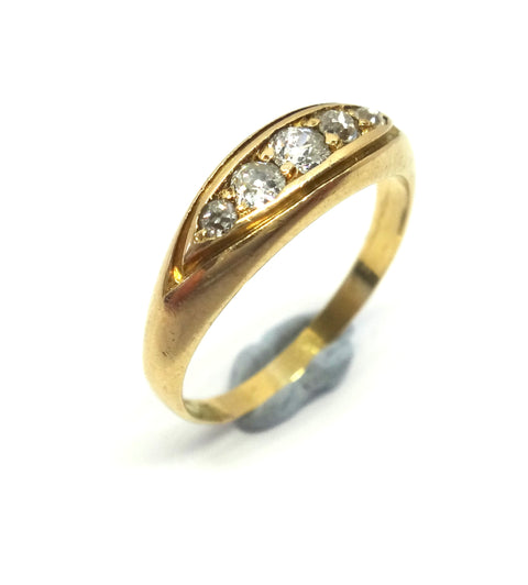 ANTIQUE 18ct Yellow Gold & 5 Stone Diamond Ring, London 1910