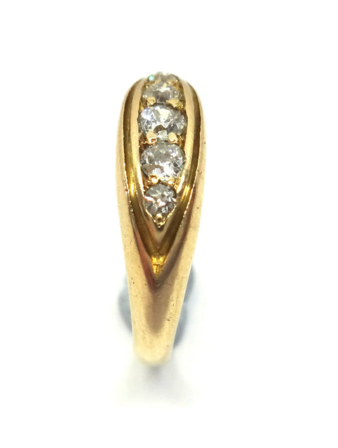 ANTIQUE 18ct Yellow Gold & 5 Stone Diamond Ring, London 1910