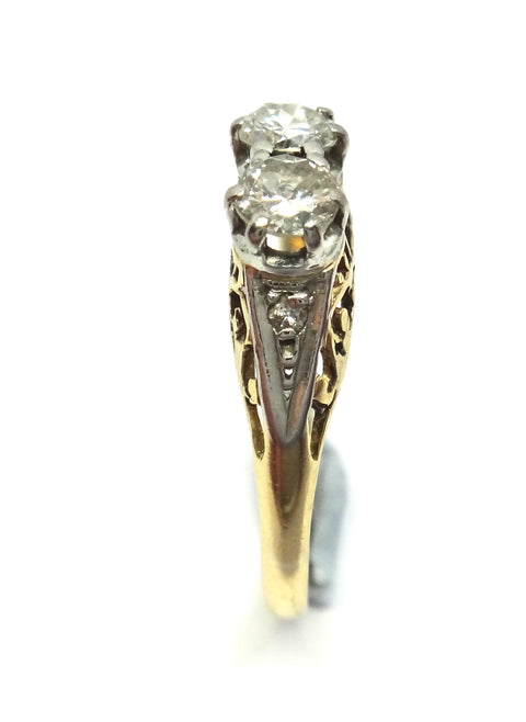 ANTIQUE 18ct Gold & 2 Stone Diamond Ring