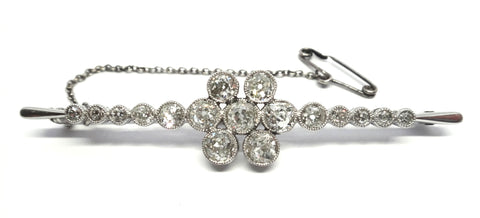 ANTIQUE Platinum & Diamond Bar Brooch c.1905 - VAL $17,000