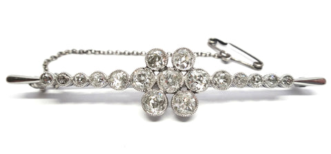 ANTIQUE Platinum & Diamond Bar Brooch c.1905 - VAL $17,000