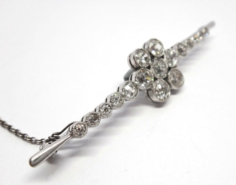 ANTIQUE Platinum & Diamond Bar Brooch c.1905 - VAL $17,000