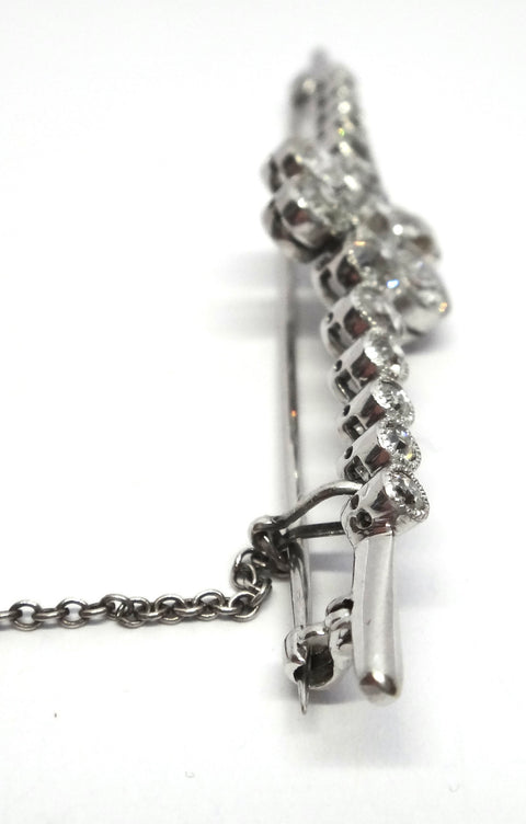 ANTIQUE Platinum & Diamond Bar Brooch c.1905 - VAL $17,000