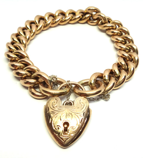 Chunky ANTIQUE 9ct Rose Gold Bracelet c.1900
