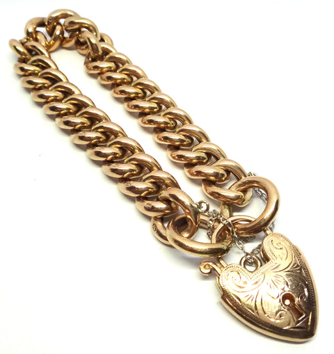 Chunky ANTIQUE 9ct Rose Gold Bracelet c.1900