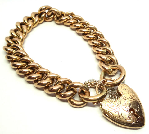 Chunky ANTIQUE 9ct Rose Gold Bracelet c.1900