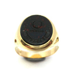 ANTIQUE 18ct Yellow Gold & Bloodstone Intaglio Signet Ring, c.1880