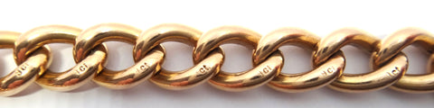 Heavy ANTIQUE 9ct Rose Gold Bracelet & Heart Lock c.1900