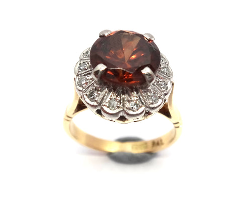 1950s 18ct Gold, Zircon & Diamond Ring - VAL $3,900