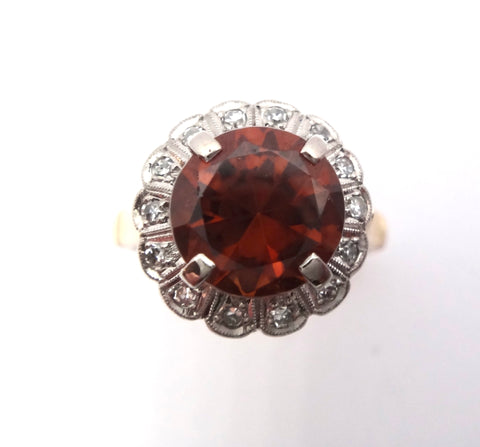 1950s 18ct Gold, Zircon & Diamond Ring - VAL $3,900