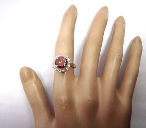 1950s 18ct Gold, Zircon & Diamond Ring - VAL $3,900