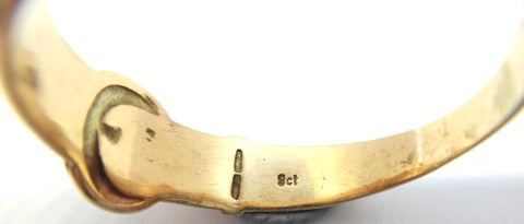 ANTIQUE 9ct Yellow Gold Patterned Buckle Ring c.1900