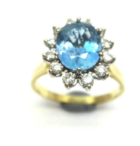 18ct Yellow Gold, AQUAMARINE & Diamond Ring - VAL $5,300