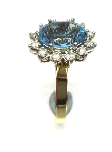 18ct Yellow Gold, AQUAMARINE & Diamond Ring - VAL $5,300