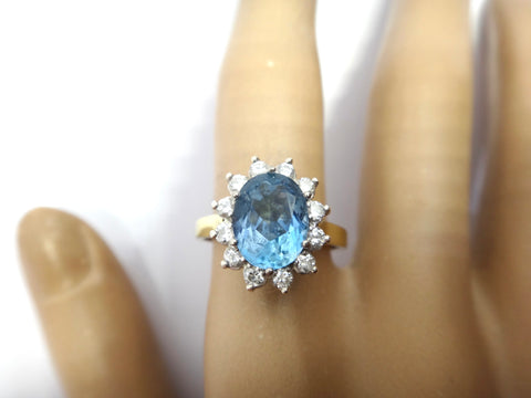 18ct Yellow Gold, AQUAMARINE & Diamond Ring - VAL $5,300