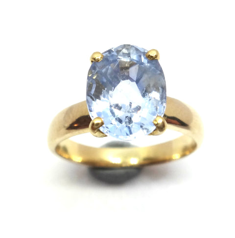 14ct Yellow GOLD & "Cornflower Blue" Ceylon Sapphire Ring - VAL $7,300