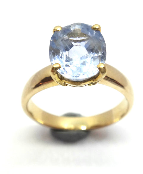 14ct Yellow GOLD & "Cornflower Blue" Ceylon Sapphire Ring - VAL $7,300