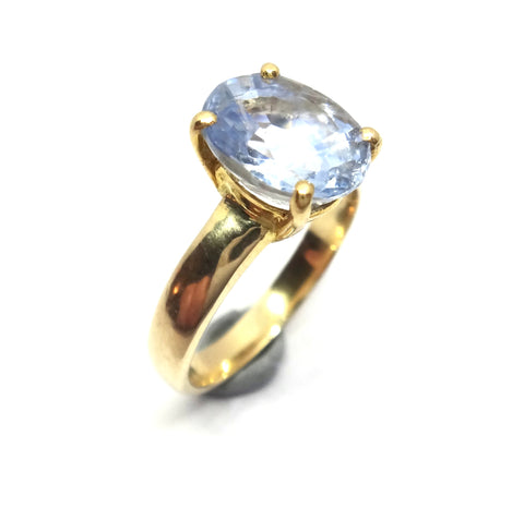 14ct Yellow GOLD & "Cornflower Blue" Ceylon Sapphire Ring - VAL $7,300