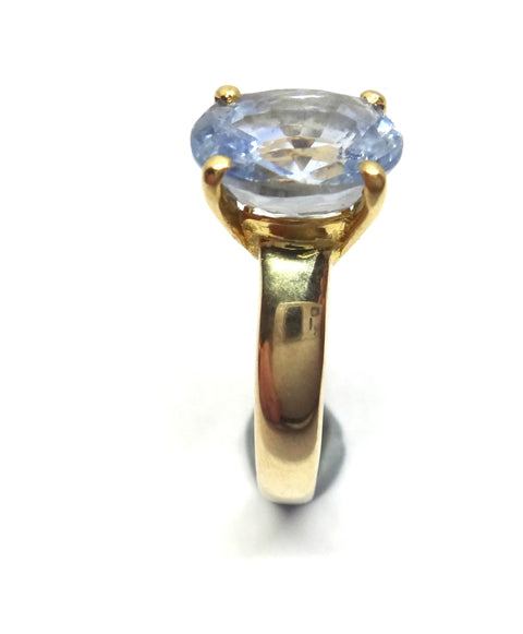 14ct Yellow GOLD & "Cornflower Blue" Ceylon Sapphire Ring - VAL $7,300