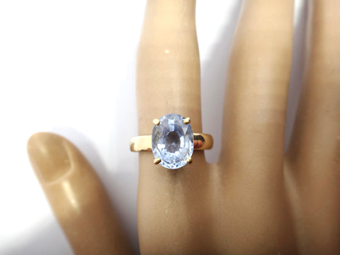 14ct Yellow GOLD & "Cornflower Blue" Ceylon Sapphire Ring - VAL $7,300