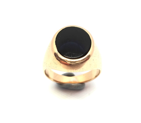 9ct Yellow Gold & Onyx Oval Signet Ring