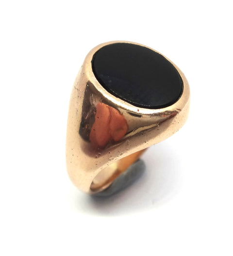 9ct Yellow Gold & Onyx Oval Signet Ring