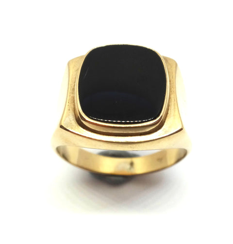 Chunky 9ct Yellow Gold & Onyx Signet Ring