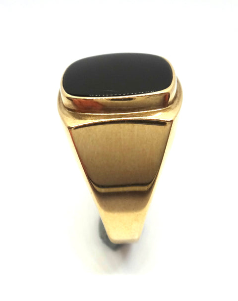 Chunky 9ct Yellow Gold & Onyx Signet Ring