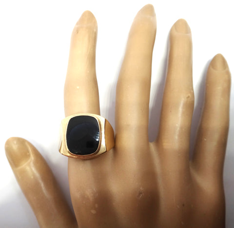 Chunky 9ct Yellow Gold & Onyx Signet Ring