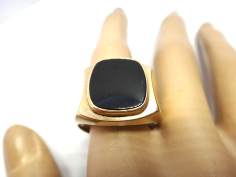 Chunky 9ct Yellow Gold & Onyx Signet Ring