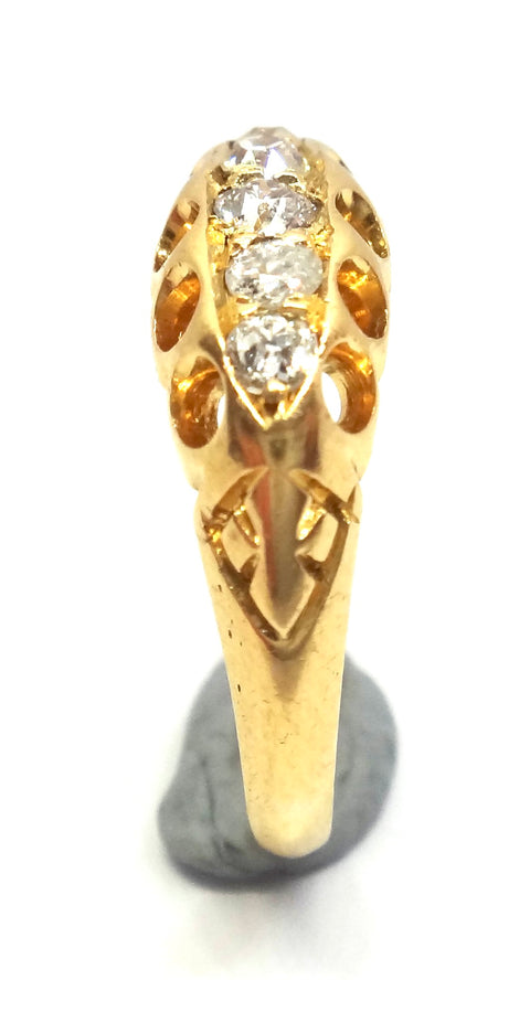 ANTIQUE 18ct Yellow Gold & 5 Stone Diamond Ring - Birmingham, 1908