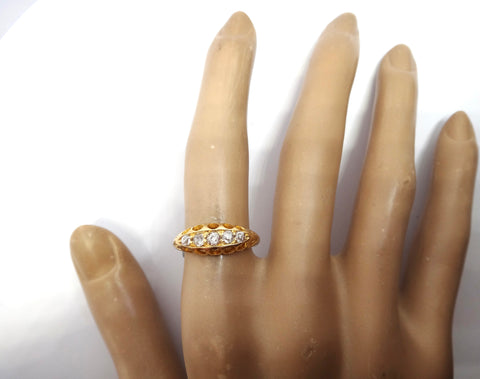 ANTIQUE 18ct Yellow Gold & 5 Stone Diamond Ring - Birmingham, 1908
