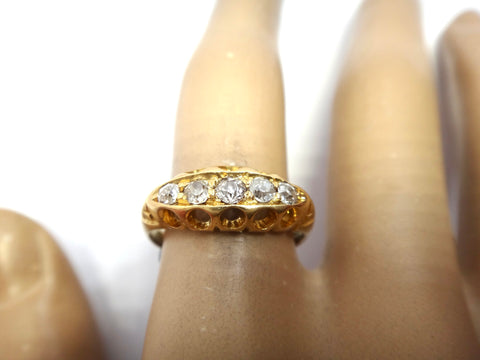 ANTIQUE 18ct Yellow Gold & 5 Stone Diamond Ring - Birmingham, 1908
