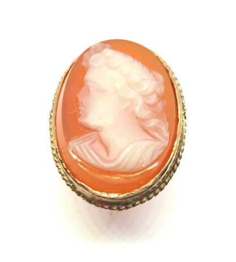 ANTIQUE 9ct Gold Hardstone Cameo Ring c.1900