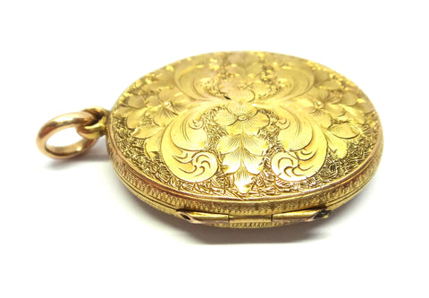 ANTIQUE 15ct Gold Engraved Locket Pendant