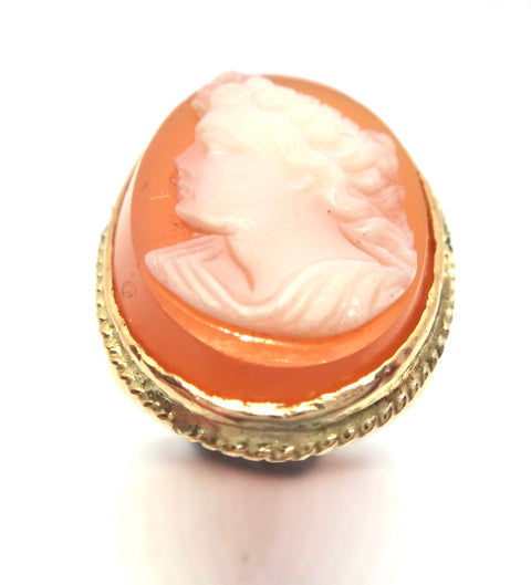 ANTIQUE 9ct Gold Hardstone Cameo Ring c.1900