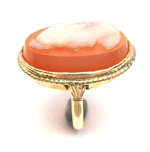 ANTIQUE 9ct Gold Hardstone Cameo Ring c.1900