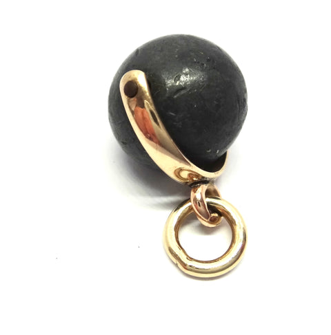 ANTIQUE 9ct Gold & Musket Ball Spinner Pendant